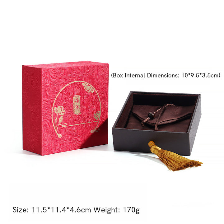 Vintage Lotus Jewelry Storage Box Tassels Gift Box - Red(11.5*11.4*4.6cm) - image 9