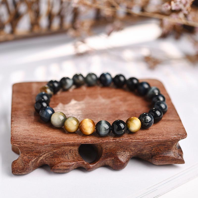 Buddha Stones  Anxiety Stress Healing Crystal Tiger Eye Bead Bracelet - Dreamy Tiger Eye-8mm - image 5