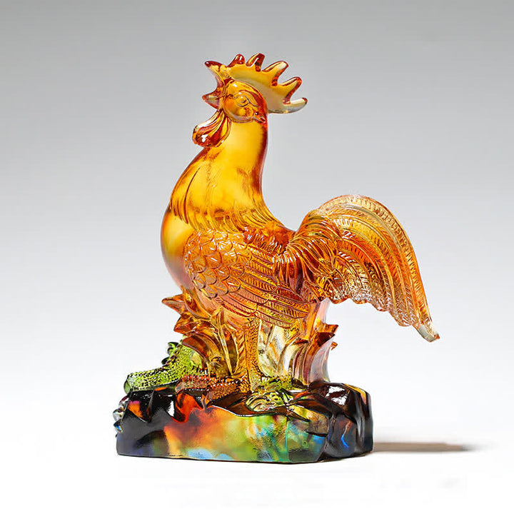 Handmade Liuli Crystal Rooster Art Piece Home Decoration - image 5