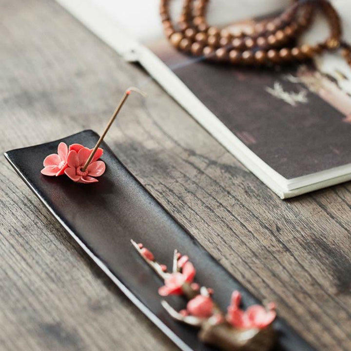 Lotus Peony Rose Flower Ceramic Spiritual Incense Burner - image 14