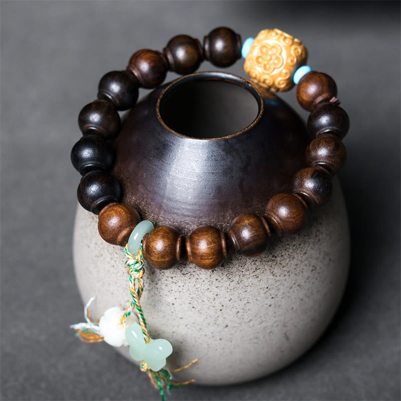 Buddha Stones Agarwood Lantern Beads Butterfly Lotus Charm Strength Bracelet