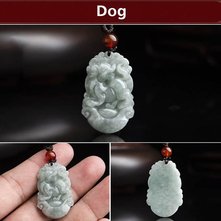 Buddha Stones Natural Jade 12 Chinese Zodiac Sucess Pendant Necklace - Dog - image 36