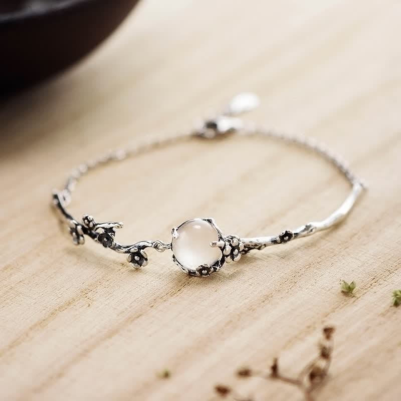 Buddha Stones "Sending Grace and Harmony"Plum Blossom Chalcedony Bracelet Includes Gift Message Card - image 1
