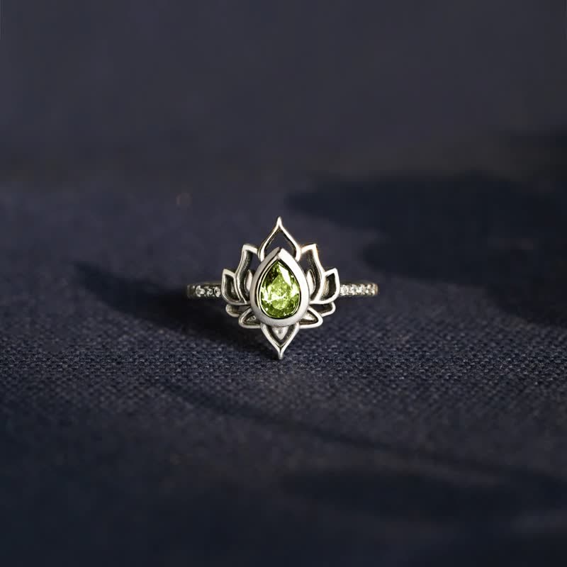 Buddha Stones Sterling Silver Lotus Zircon Blessing Protection Ring - image 11
