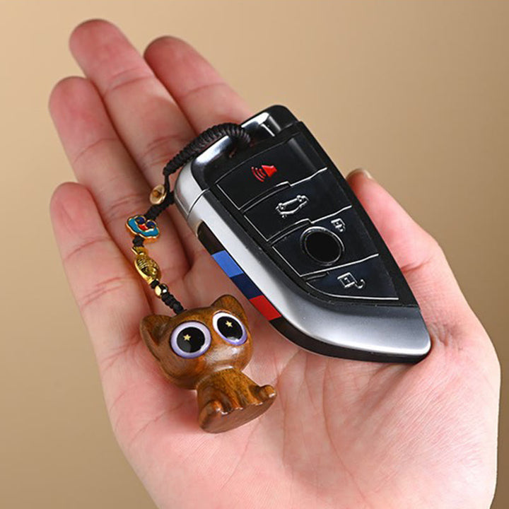 Buddha Stones Green Sandalwood Lucky Cat Koi Fish Cure Key Chain Phone Hanging Decoration - image 14