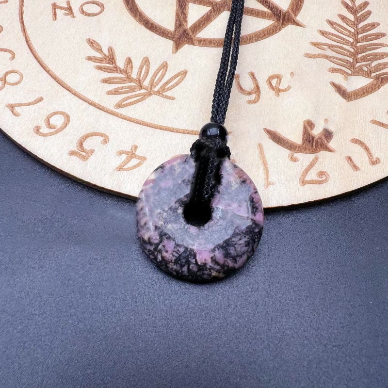 Buddha Stones Natural Lucky Coin Peace Buckle Pendant Healing Crystal Gemstone Necklace