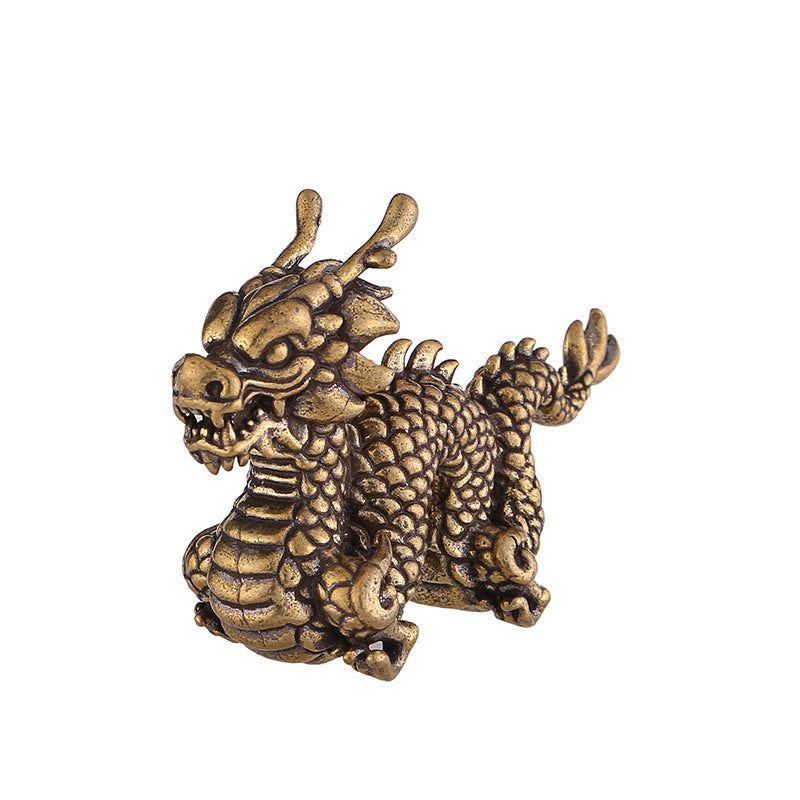 Buddha Stones Year Of The Dragon Small Auspicious Brass Dragon Luck Success Home Decoration - image 10