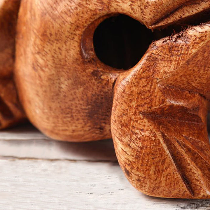 Buddha Stones Handcrafted FengShui Wealth Luck Frog Mini Wooden Croaking Frog Guiro Decoration - image 12