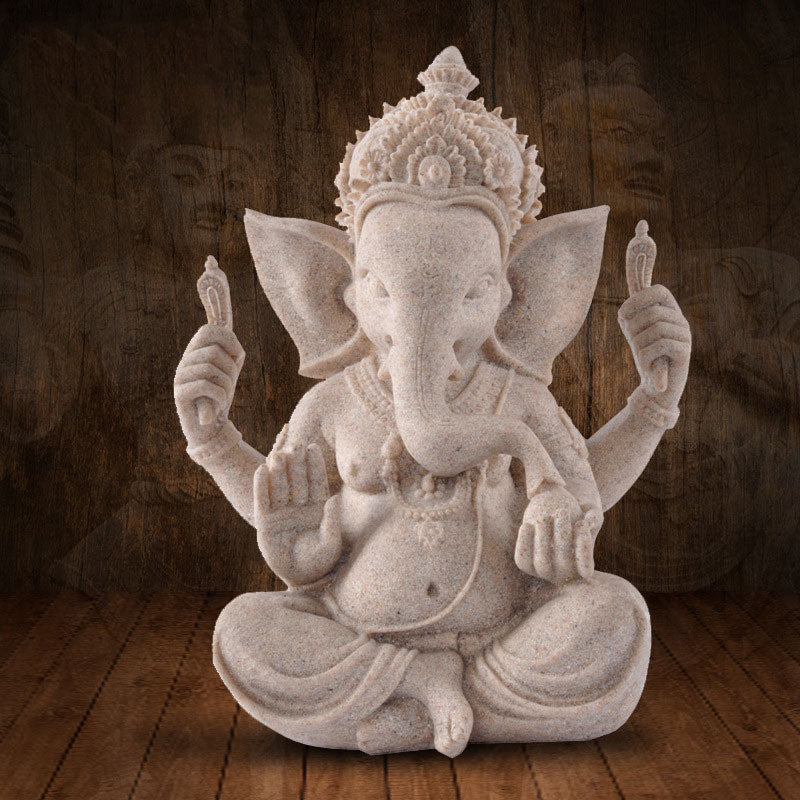 Ganesh Ganpati Elephant Statue Wealth Blessing Home Decoration - Gray - image 0