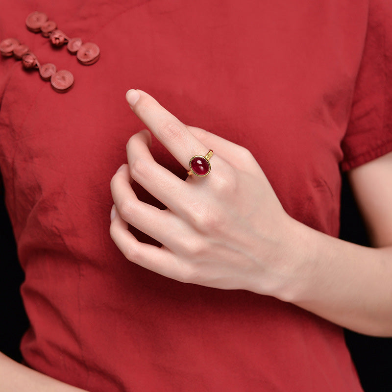 Buddha Stones 925 Sterling Silver Red Corundum Courage Ring - image 8