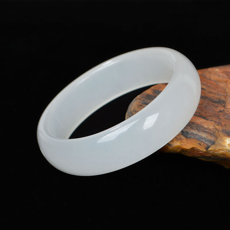 Buddha Stones Natural Golden Silk Jade Wealth Luck Bracelet Bangle - Translucent White - 62mm - image 1
