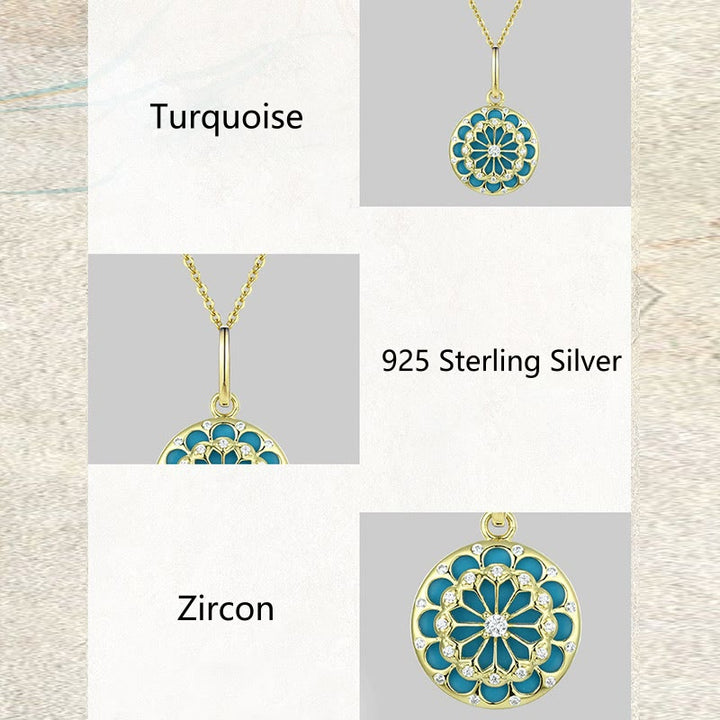 Buddha Stones 925 Sterling Silver Round Turquoise Zircon Protection Strength Necklace Pendant - image 7