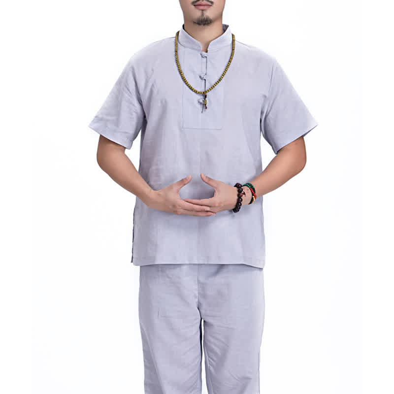 Spiritual Zen Meditation Prayer Practice Cotton Linen Clothing Men's Set - Gray - US/UK/AU44，EU54 (3XL) - image 18