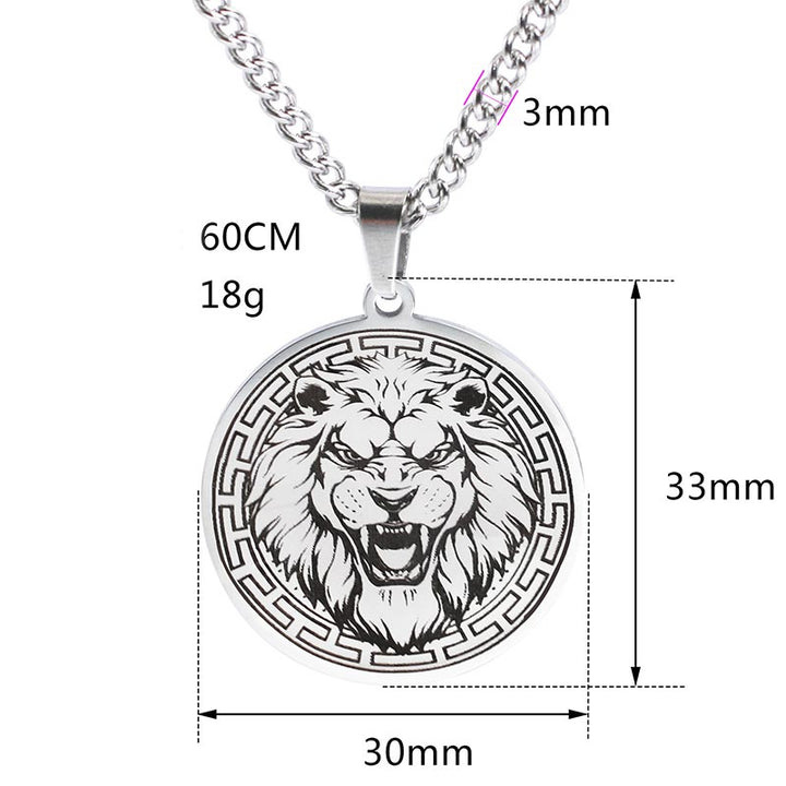 Buddha Stones Animal Titanium Steel Chain Necklace Protection Pendant