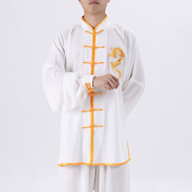 Dragon Embroidered Qi Gong Zen Spiritual Practice Meditation Prayer Uniform Unisex Clothing Set - image 2