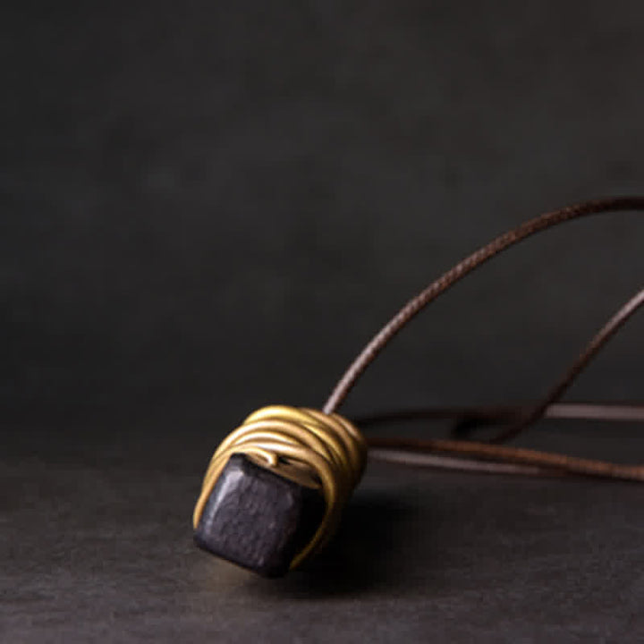 Buddha Stones Tibet Ebony Wood Brass Balance Peace Necklace Pendant - image 9