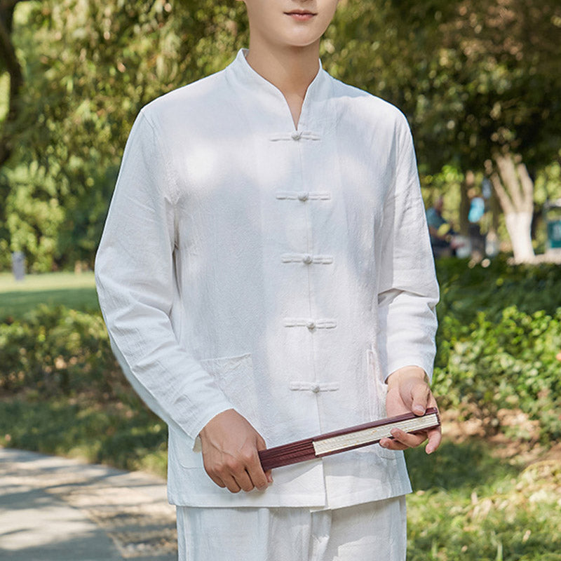 Buddha Stones Spiritual Zen Practice Yoga Meditation Prayer Clothing Men's Set - White - US/UK/AU48，EU58 (6XL) - image 8