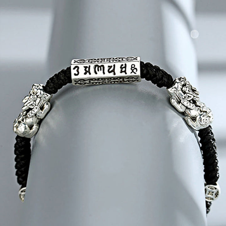 Buddha Stones Double PiXiu Feng Shui Copper Coin Om Mani Padme Hum String Bracelet - image 11