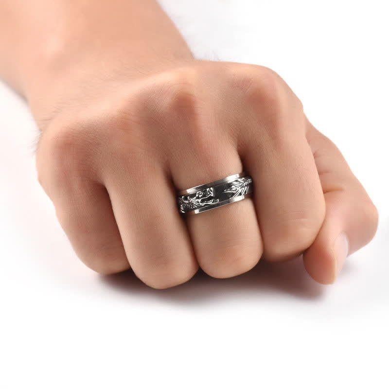 Buddha Stones Dragon Titanium Steel Stimulation Rotatable Ring - image 17