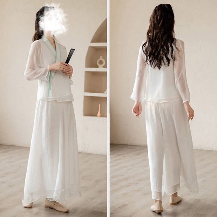 Retro Prayer Zen Spiritual Meditation Practice Chiffon Clothing Women's Set - image 18