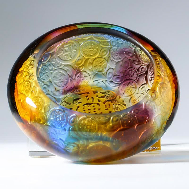 Handmade Liuli Crystal Treasure Bowl Ingots Art Piece Home Decoration - image 10