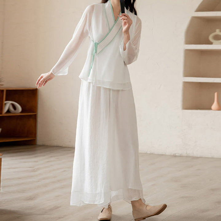 Retro Prayer Zen Spiritual Meditation Practice Chiffon Clothing Women's Set