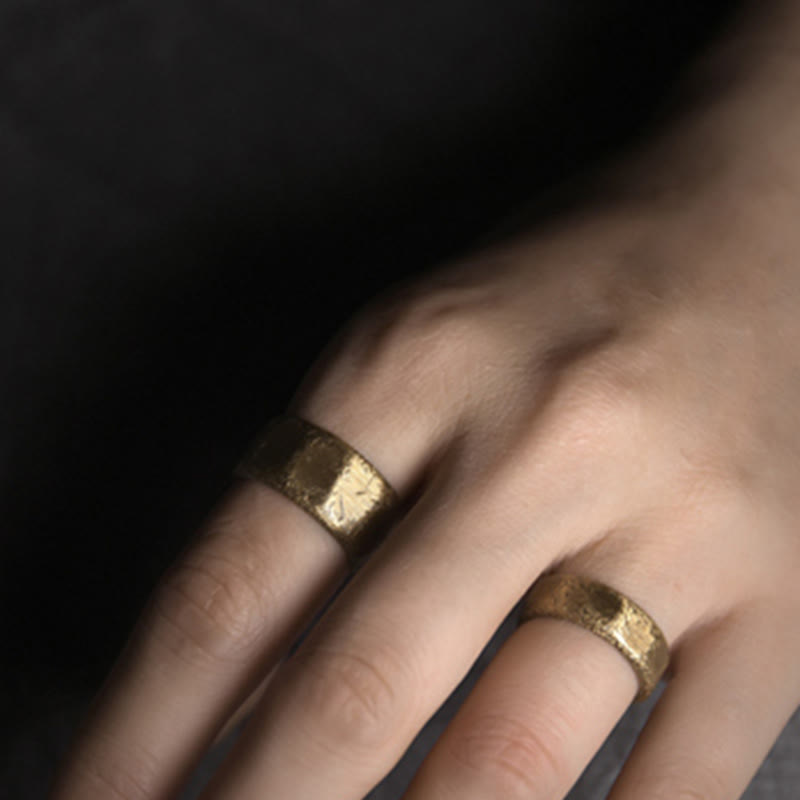Tibetan Simple Design Copper Brass Frosted Wealth Ring - image 5
