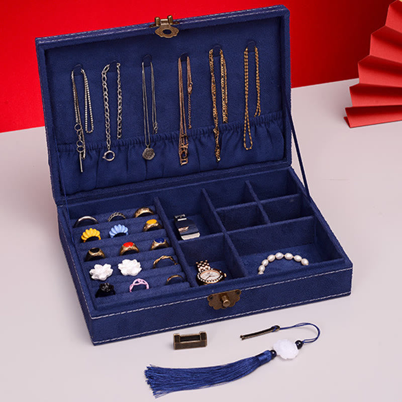 Buddha Stones Simple Design Jewelry Box Organizer Single Layer Flannel Jewelry Storage Box With Lock - image 23