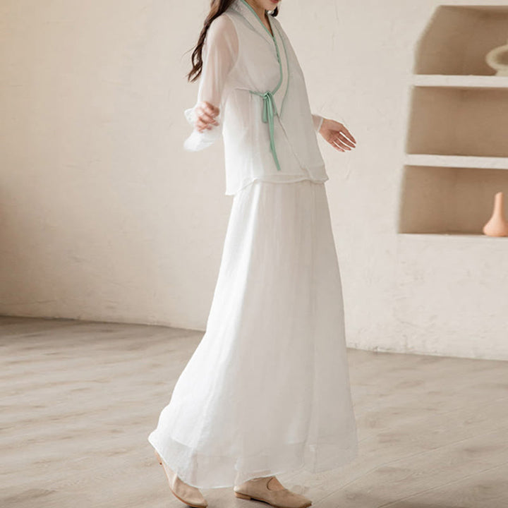 Retro Prayer Zen Spiritual Meditation Practice Chiffon Clothing Women's Set