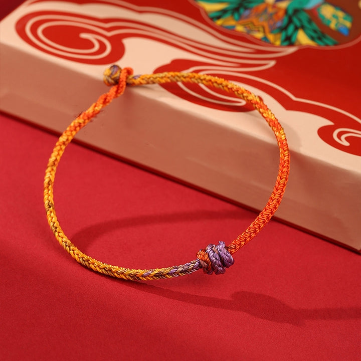 Buddha Stones Handcrafted Colorful Purple Gold Red Braid Rope Bracelet