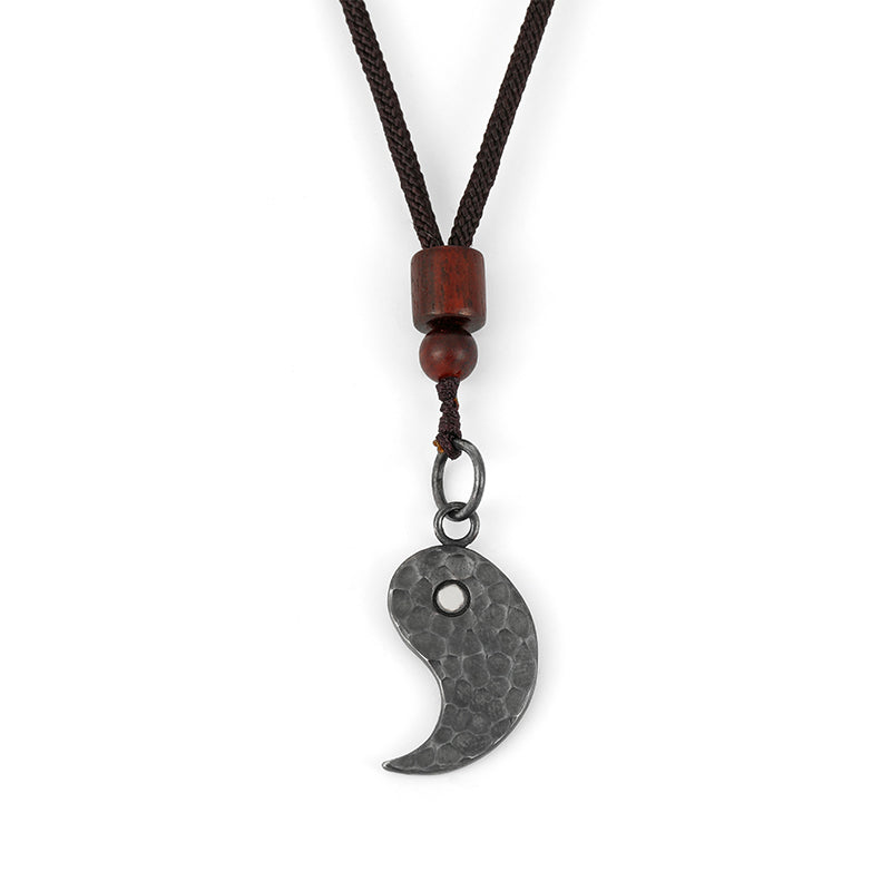 Buddha Stones 990 Sterling Silver Yin Yang Balance Harmony Necklace Pendant - Yin - image 6