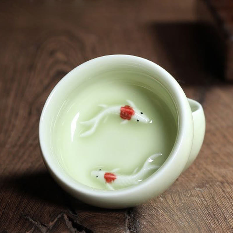 Buddha Stones Colorful Koi Fish Ceramic Teacup Kung Fu Tea Cup Bowl - image 40