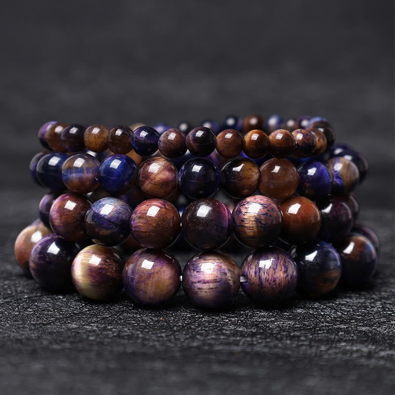 Buddha Stones Natural Purple Tiger Eye Protection Strength Bracelet