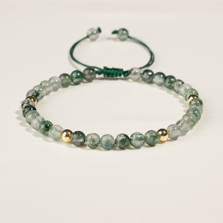 Buddha Stones Moss Agate Lucky Balance Bracelet