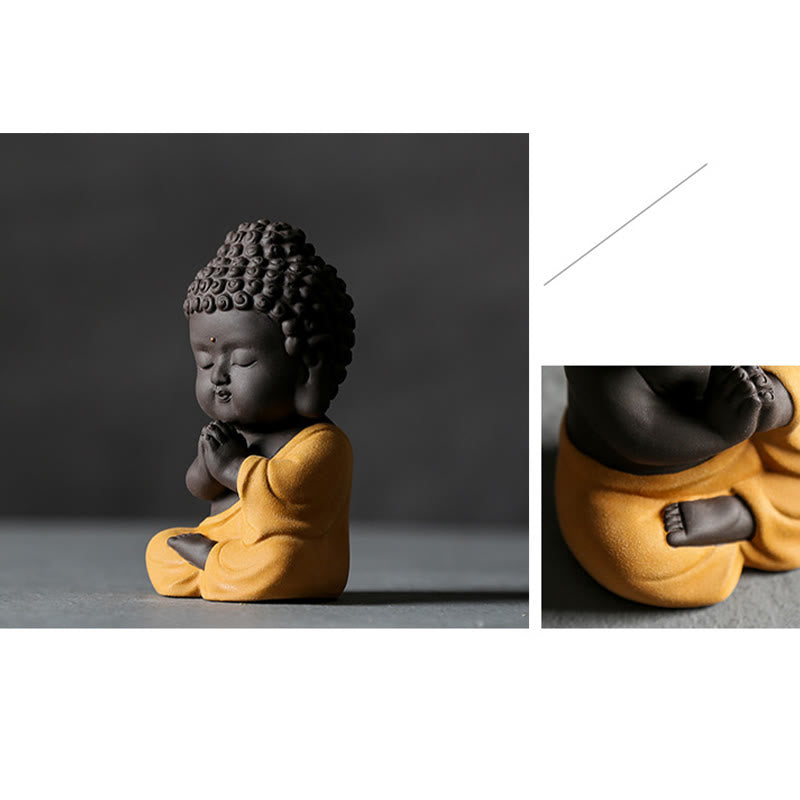 Buddha Stones Small Buddha Serenity Purple Clay Home Desk Decoration