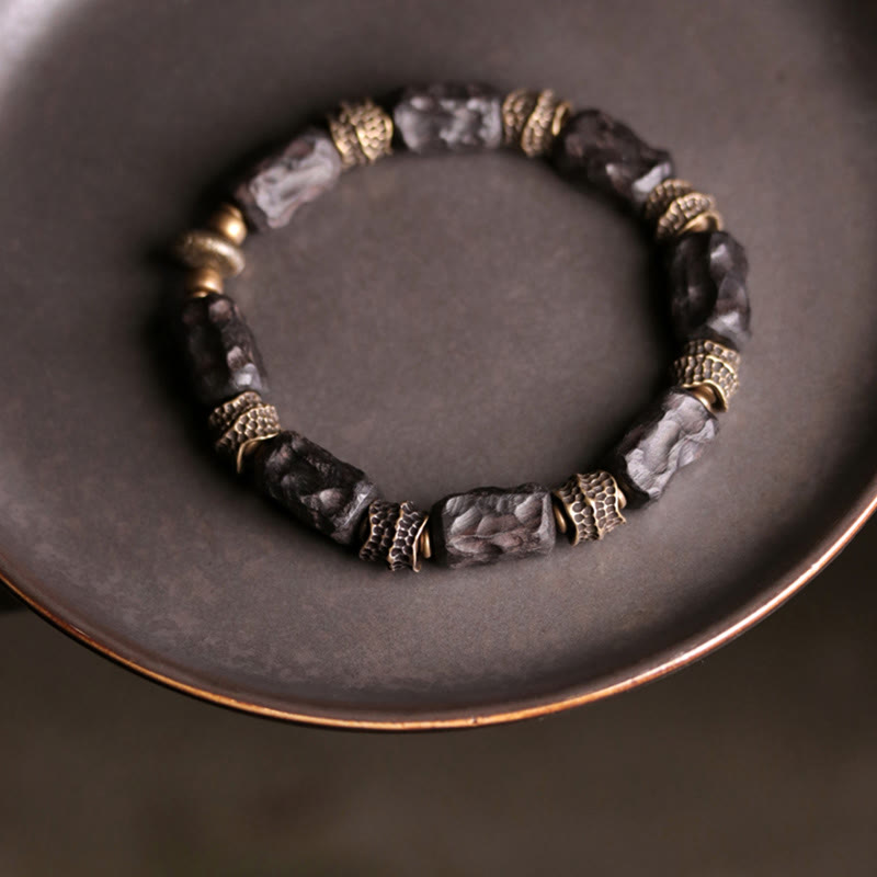 Tibetan Ebony Wood Copper Calm Peace Bracelet