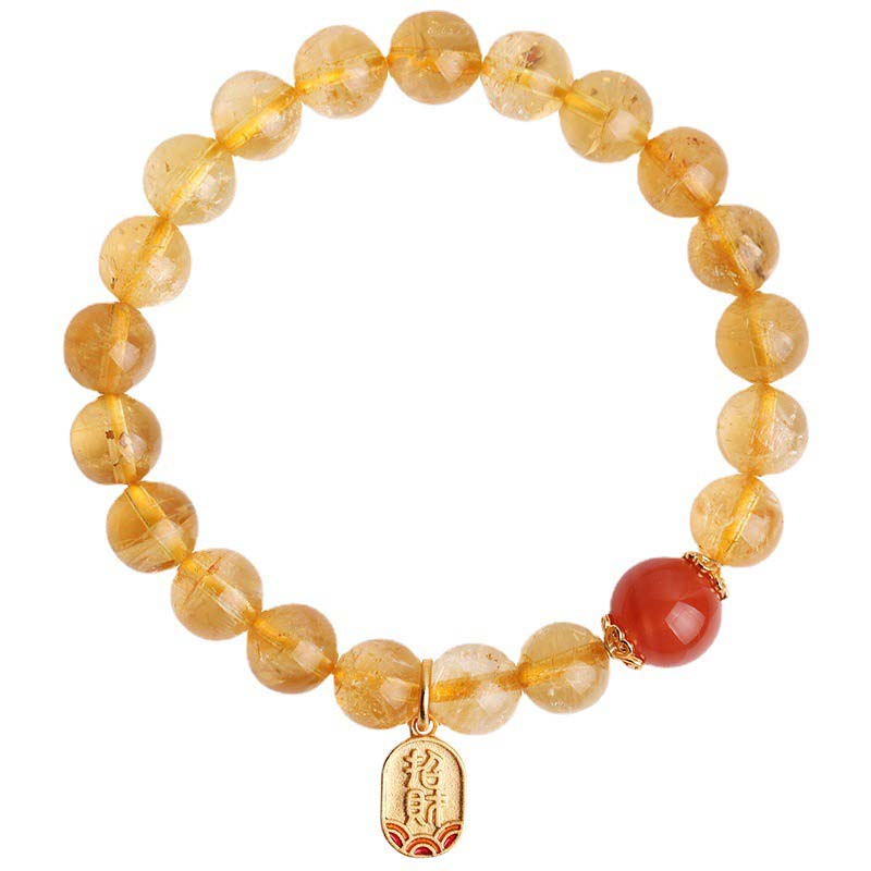 Buddha Stones Citrine Red Agate Fortune Charm Bracelet