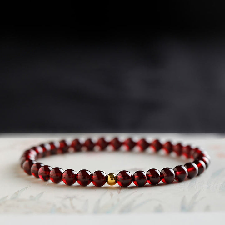 Buddha Stones 999 Gold Koi Fish Natural Garnet Protection Bracelet