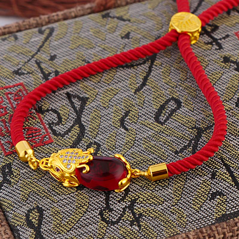 Buddha Stones Wealth Attractor Red Agate Pixiu Red String Bracelet