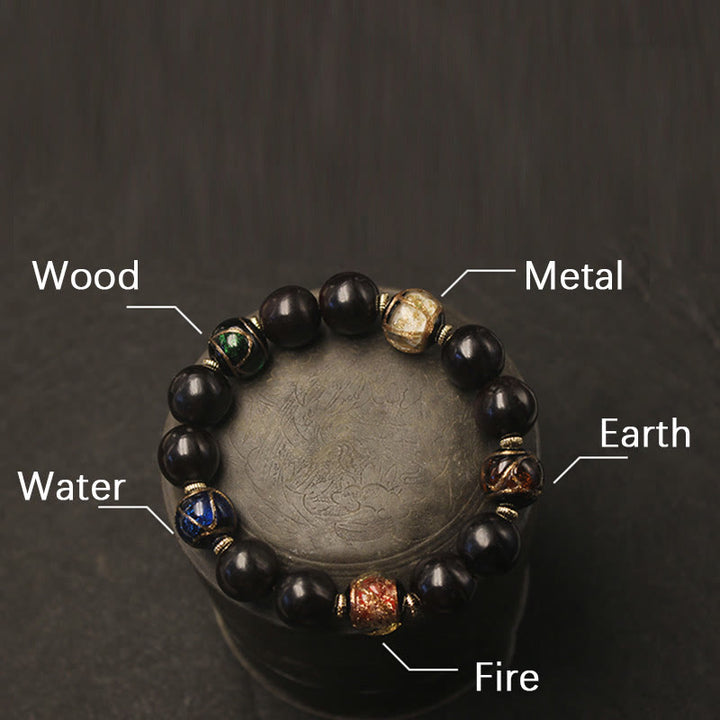 Buddha Stones Western Soapberry Incense Ash Liuli Glass Bead Wealth Bracelet