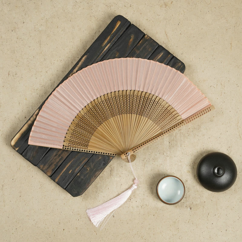 Buddha Stones Vintage Handheld Folding Fan With Bamboo Frames