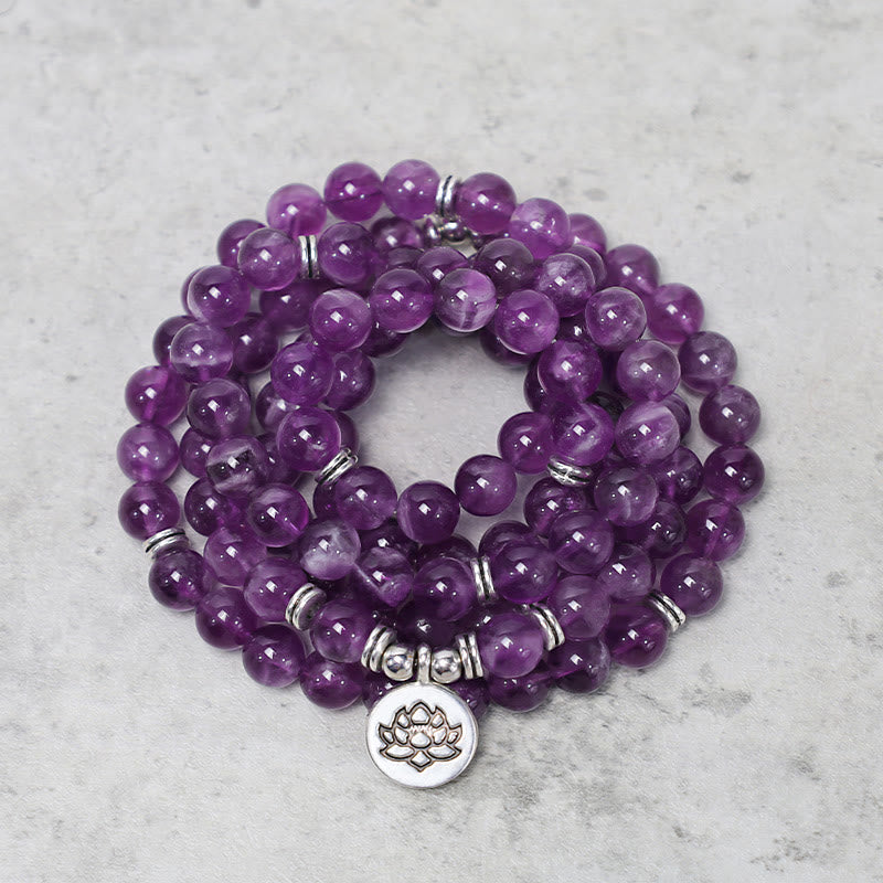 Buddha Stones Natural Amethyst Purification Mala Bracelet