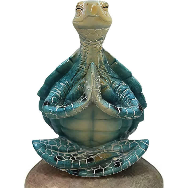 Buddha Stones Tibetan Yoga Meditating Turtle Wisdom Resin Statue Decoration