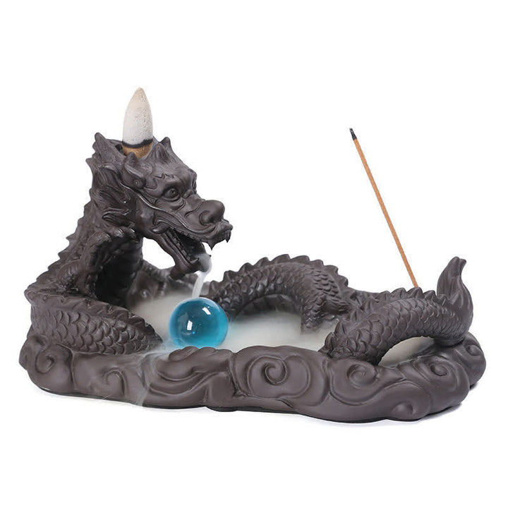 Dragon Playing Ball Flower Protection Incense Burner Decoration