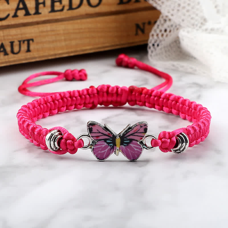 Buddha Stones Butterfly Freedom Love String Charm Bracelet