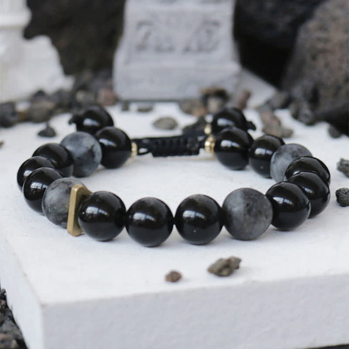 Black Obsidian Black Glitter Stone Purification Bracelet