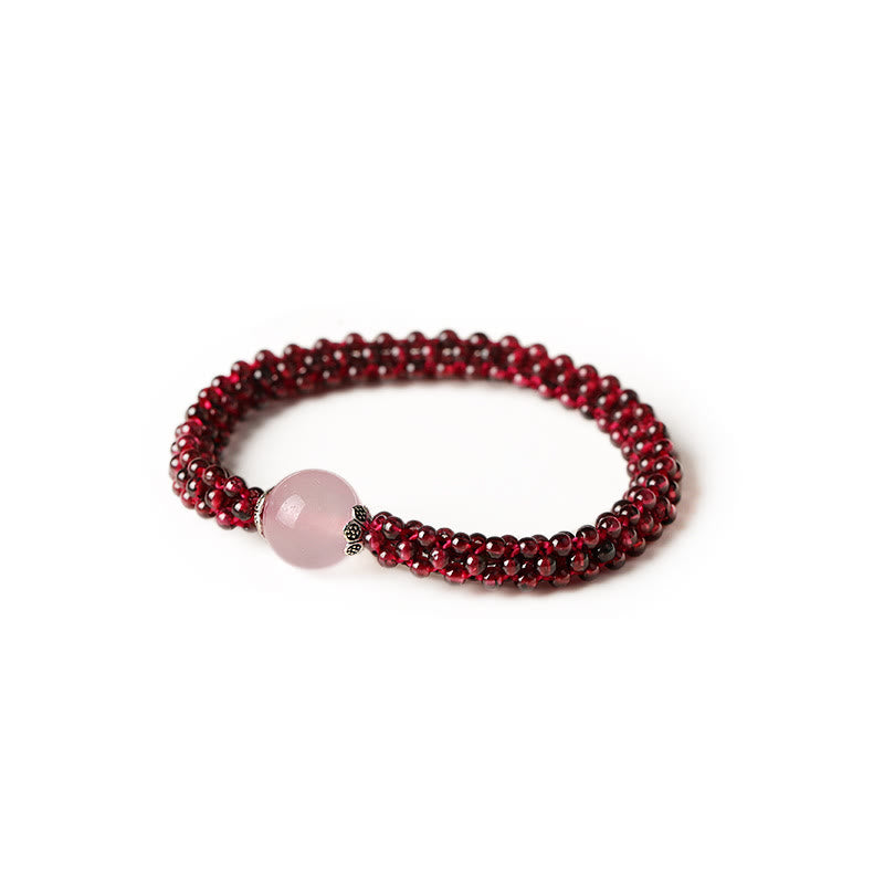 Buddha Stones Natural Garnet Pink Crystal Red Agate Amazonite Bead Protection Bracelet