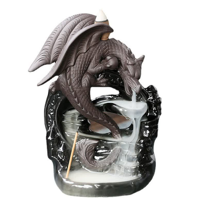 Buddha Stones Nordic Pterosaur Dragon Ceramic Backflow Smoke Fountain Protection Healing Incense Burner Decoration