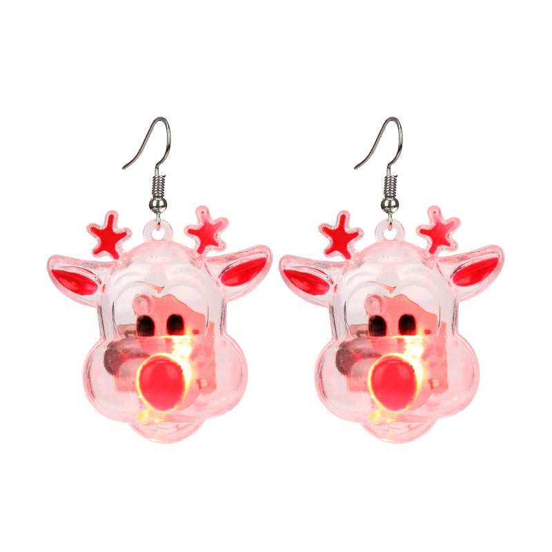 Led Christmas Santa Claus Tree Elk Luminous Earrings