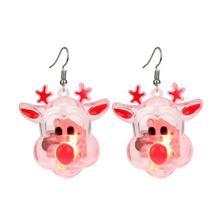 Led Christmas Santa Claus Tree Elk Luminous Earrings